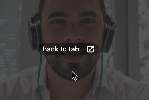 Button to return client video to browser tab