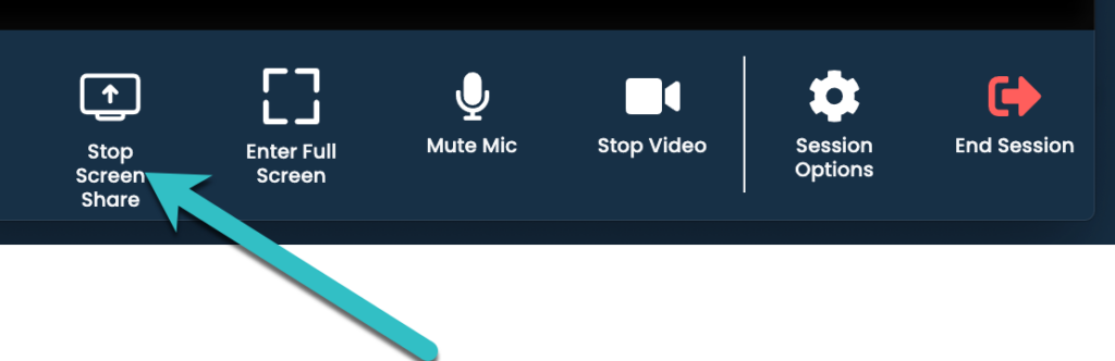 Location of stop screenshare button