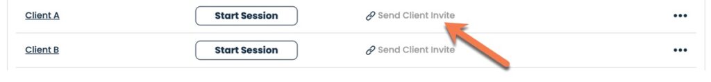 Location of 'Send Client Invite' option