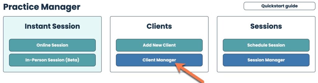 Location of 'Client Manager' Button