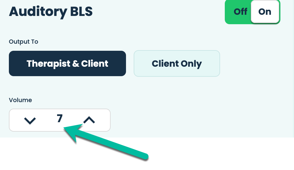 Location of BLS volume control in 'BLS Settings' menu