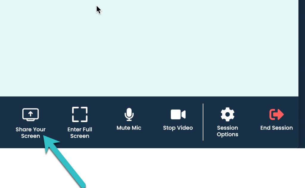 Screenshot showing position of Screenshare option