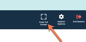 Location of full screen button in session interface