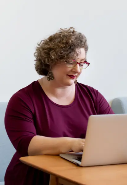 Therapist using her laptop